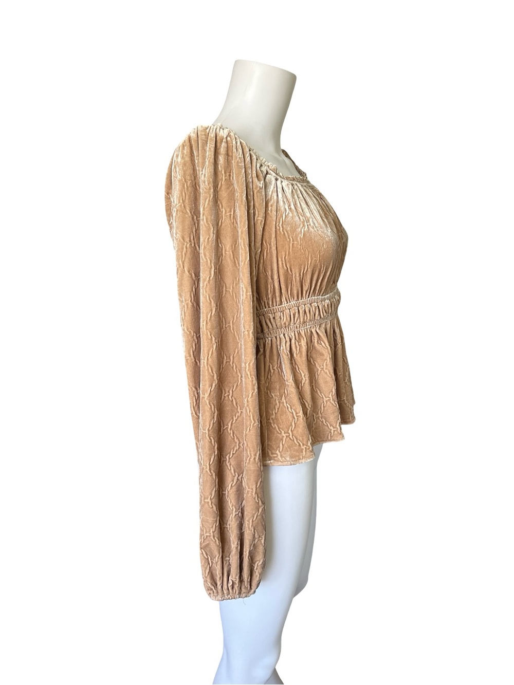 Sterling & Stitch Brown Velvet Babydoll Top Whimsigoth Peasant Womens Size Small - Picture 4 of 9